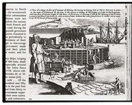 A view of a stage and also of y manner of fishing for curing and drying cod at New Found Land.