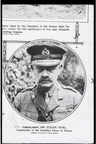 Lieutenant général Sir Julian Byng, commander of the Canadian forces in France.