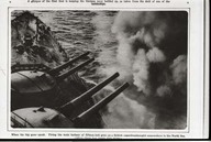 When the big guns speak. Firing the main battery of fifteen-inch guns on a British superdreadnought somewhere in the North Sea.