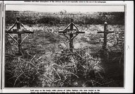 Laid away on the lonely veldt; graves of fallen fighters who were buried in the desert : the coverings of thorns are to keep the hyenas from tearing up the graves.