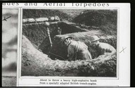 About to throw a heavy high-explosive bomb from a specially adapted British trench-engine.