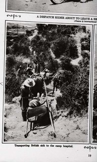 Transporting British sick to the camp hospital.