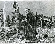 “Après l’incendie de 1768... la niche qui renfermait le coeur de Mère Bougeoys, et du sang qui semble couler”
Photogravure
