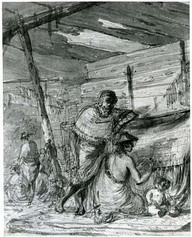 Family group in communal house, Nootka