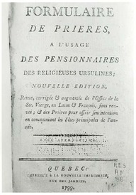 Formulaire de prières à l'usage des pensionnaires des religieuses ursulines