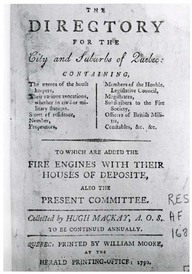 The directory for the city and suburbs of Quebec