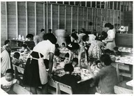 B.C. Security Commission, Hastings Park Clearing Station, building A, children’s dining room, Vancouver.
