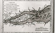 Carte de l’Isle d’Orléans et du passage de la traverse dans le fleuve St. Laurent.