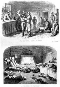 A way-side house - Arrival of miners.
A way-side house at midnight.
In Milton, Viscount and W.B. Cheadle. "The North-West passage by land... London, 1865, facing p. 359.