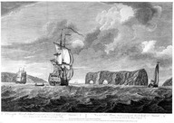 Vue de l'Isle Percée, Rocher remarquable dans le Golfe St Laurent à 2 lieues au Sud de la Baye de Gaspe. 
