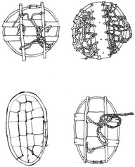 Dessin de Claude Bouchard sur calque. 
Raquette et mise en évidence de certains détails de fabrication.