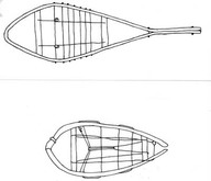 Dessin de Claude Bouchard sur calque. 
Bases de raquette avant le tressage