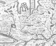 Détail d'une carte de la Nouvelle France faite par Champlain.